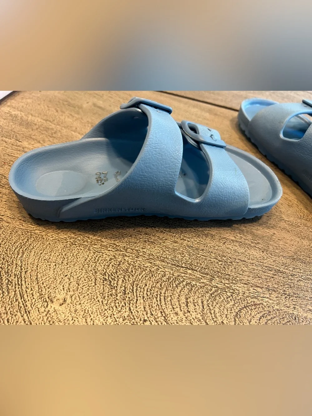 Birkenstock Arizona EVA Kids Blue Two-Strap Buckle Slide Sandals EU 27 US 9